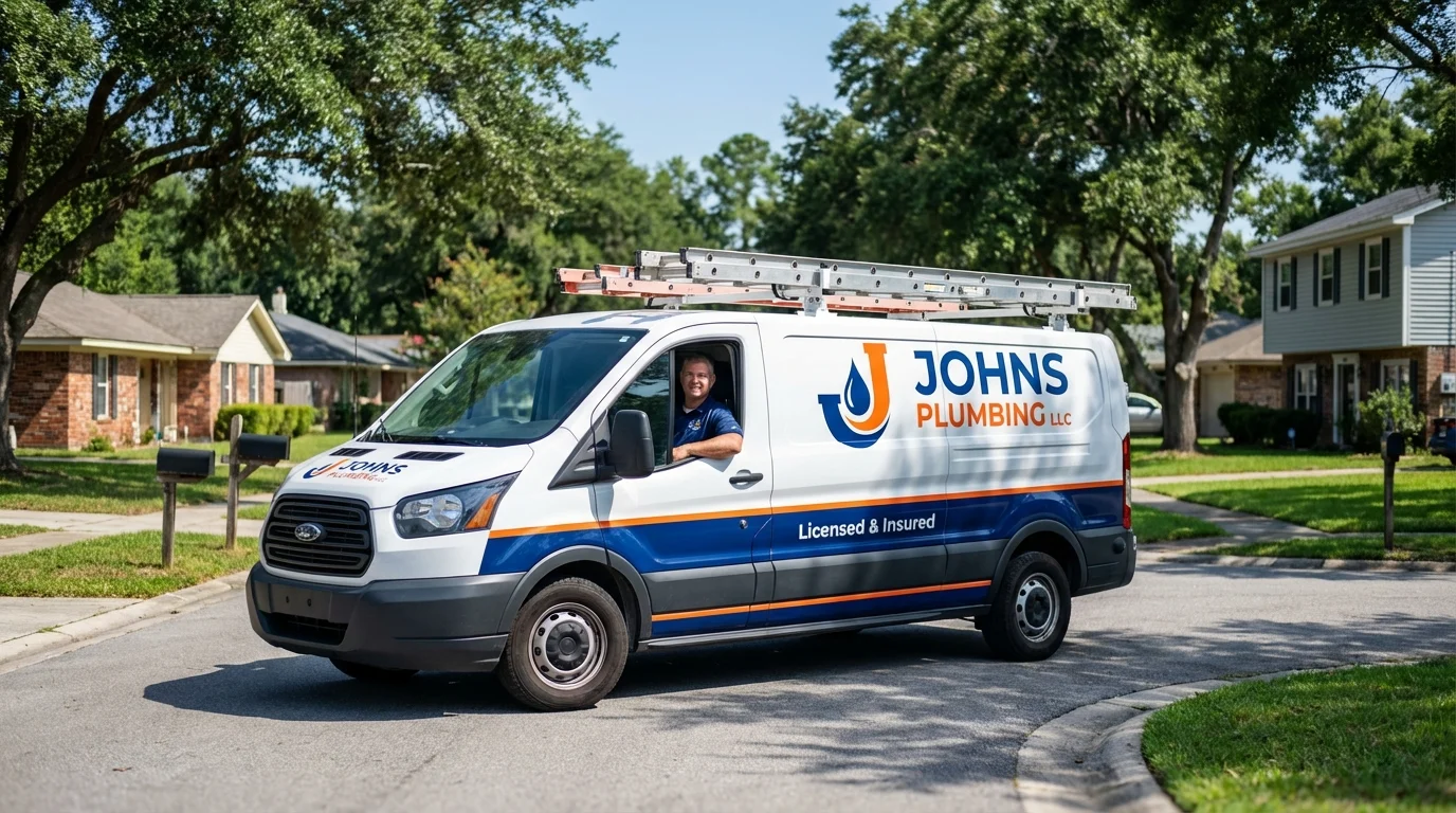 Johns Plumbing LLC service van in Swainsboro, GA