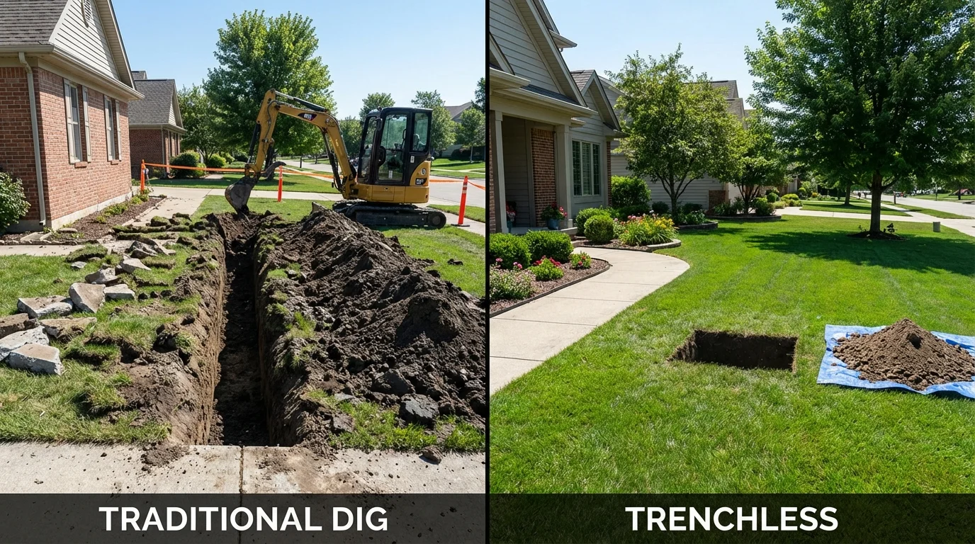 Trenchless sewer repair with minimal yard damage versus traditional excavation in Swainsboro, GA